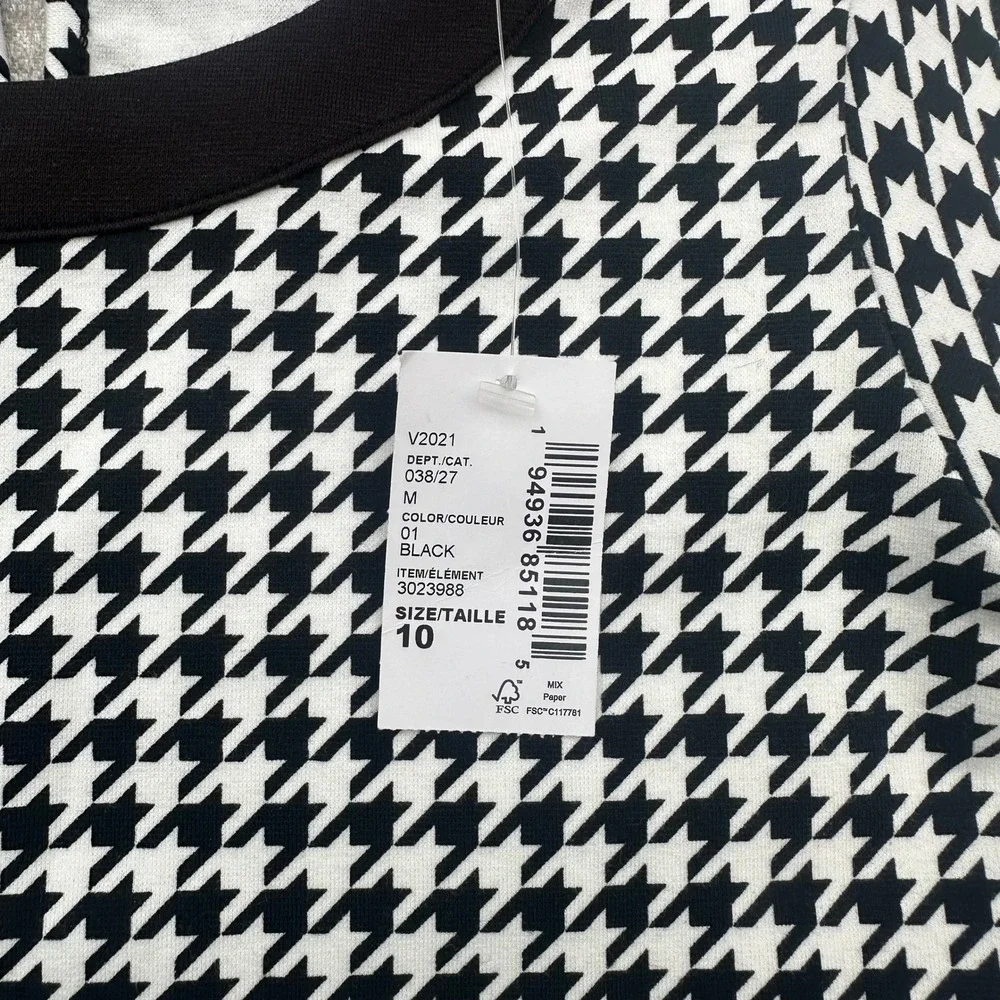 NWT The Children's Place Houndstooth Fit & Flare Dress Girls Size 10 Black White